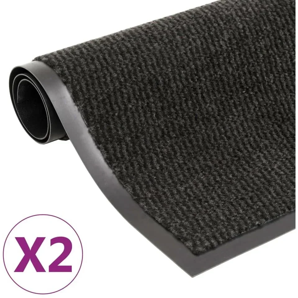 Trockenreinigungsmatten 2 Stück rechteckig getuftet 120x180 cm schwarz