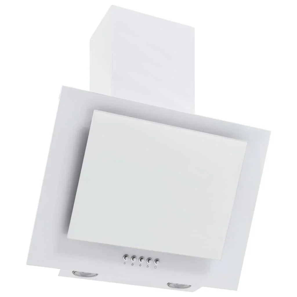 Wandhaube 60 cm aus Edelstahl und gehärtetem Glas weiß