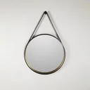 Dekorativer runder Wandspiegel in schwarz/gold matt Ø 55m