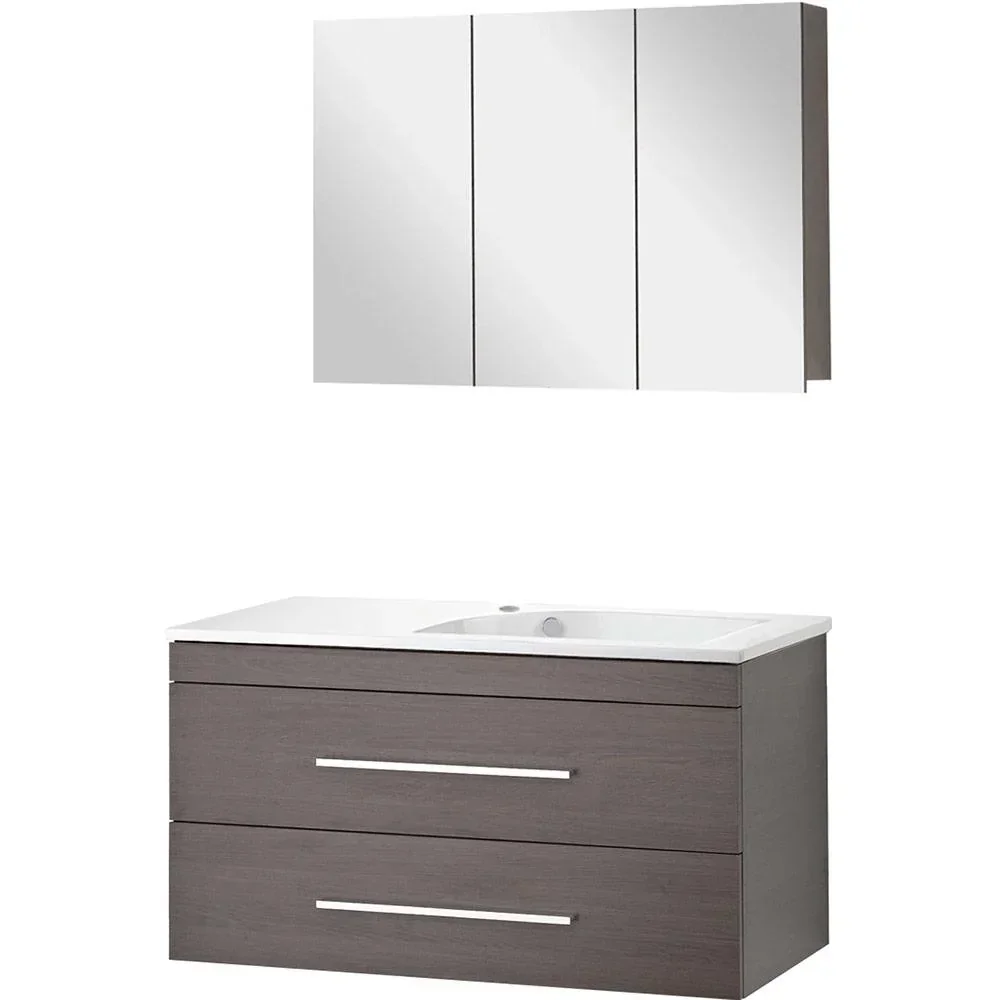 Badezimmermöbel Style 100cm links - schwartz Eiche
