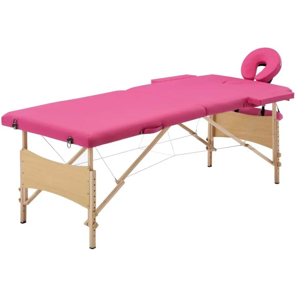Massagetisch faltbar 2 Zonen Holz rosa