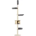 Kratzbaum Katzenbaum Deckenhoch Kletterbaum mit holz Katzenhöhle Sisal Plüsch höhenverstellbar Grau 50 x 50 x 232-252 cm