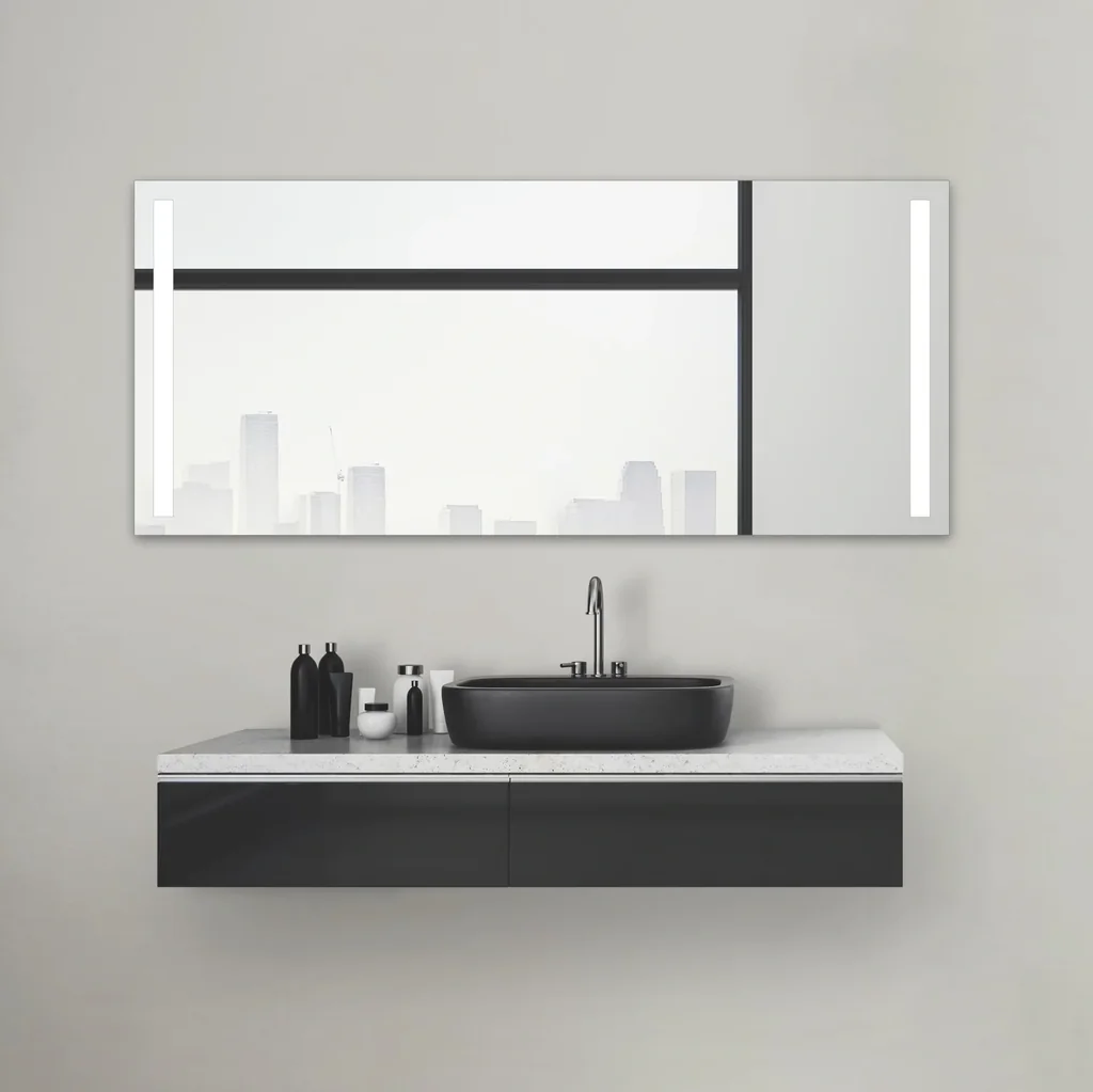 Badezimmerspiegel mit Beleuchtung, "Light" - 160 x 70 cm - mit hinterleuchteten Lichtausschnitten