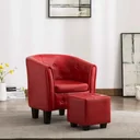 Schalensitz mit Fußhocker Kunstleder rot