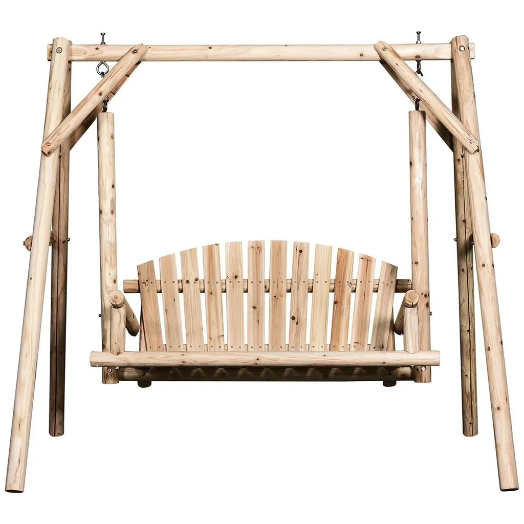 Hollywoodschaukel 2-Sitzer Gartenschaukel Schaukelbank Hängebank Massivholz Natur187 x 137 x 170 cm