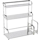 Küchenregal Standregal 3 Ablagen mit 6 Haken Multifunktions Edelstahl Silber L58 x B22 x H59cm