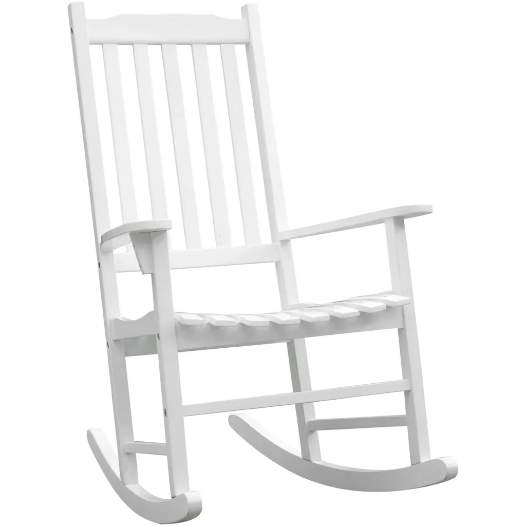 Schaukelsessel Gartenmöbel Relaxstuhl Schwingsessel Akazienholz ergonomisch weiß