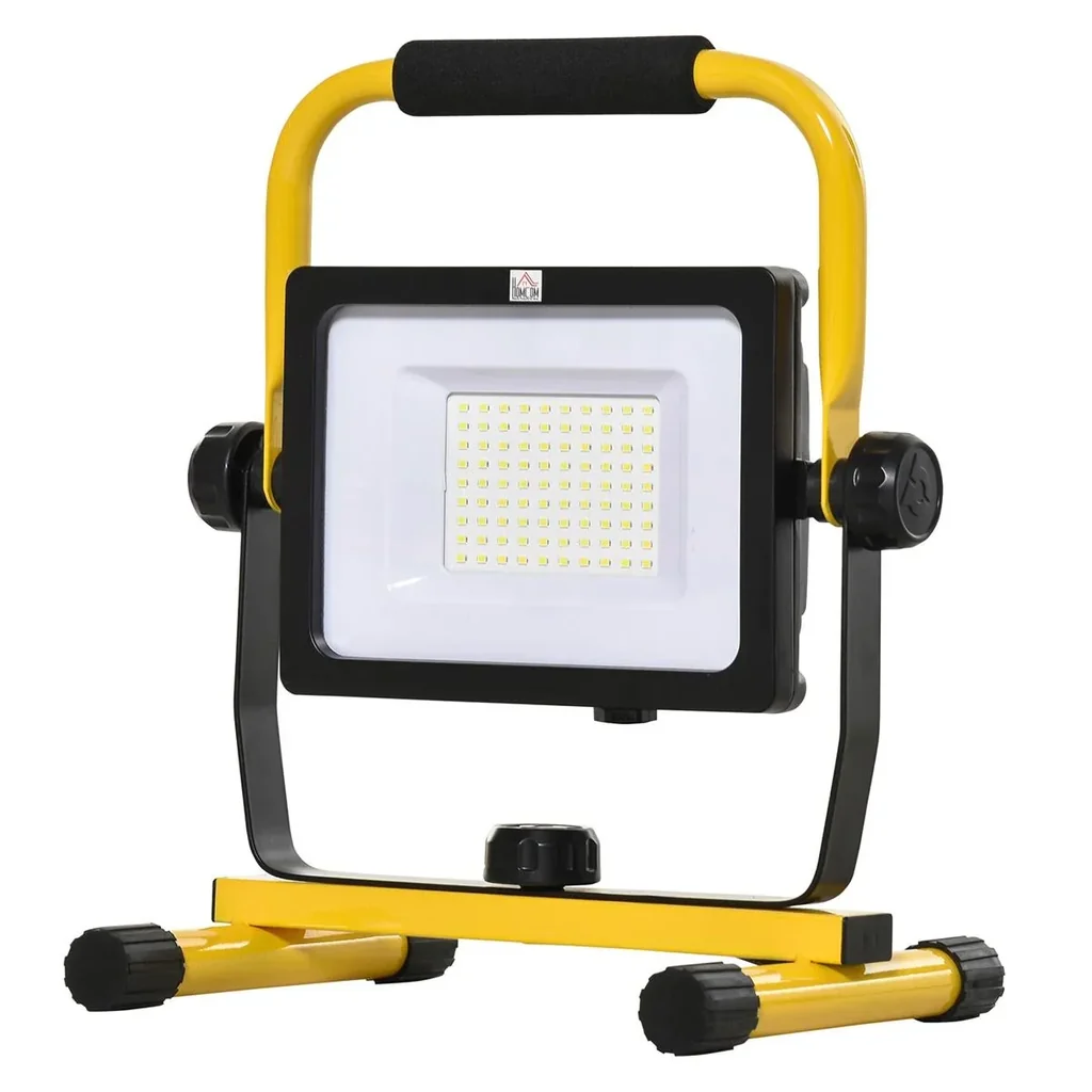 LED Baustrahler Arbeitsleuchte Bauscheinwerfer 50W 5000-6000LM mit 5M Kabel 5000K IP65 wasserdicht verstellbar Lichtkopf