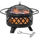 Feuerschale 2-in-1 - mit Funkenschutz - inkl. Grillplatte - Ø82 cm - Schwarz