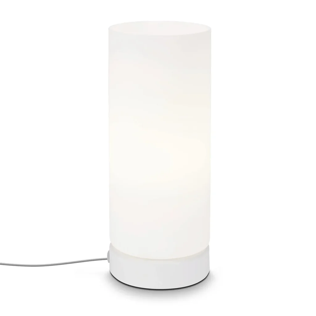PAIPA Tischleuchte, weiß, opal-Glas, Kabelschalter, E14 Fassung