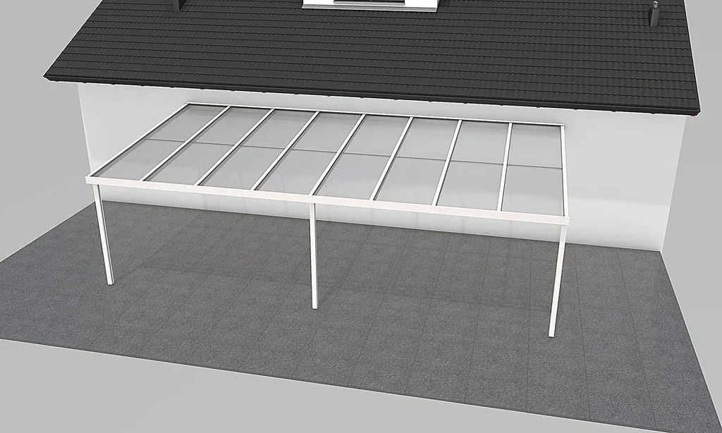 Terrassendach Premium, weiß, 8125 x 4060 mm - Polycarbonat Stegplatten 16 mm, klar
