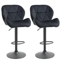 2er-Set Barhocker drehbare Barstühle mit Lehne Samt Touch höhenverstellbar armloser Schaumstoff Schwarz 51,5x 57,5 x 93-