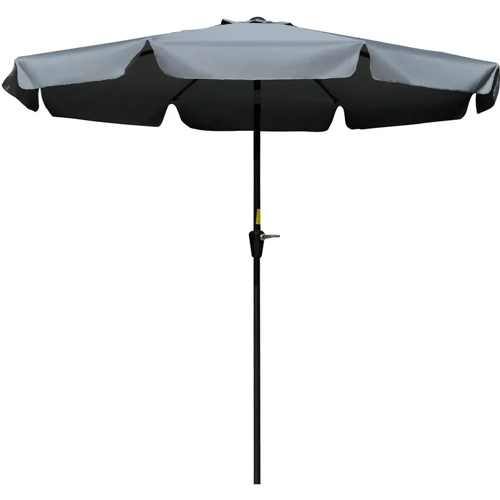 Garten Sonnenschirm Ø2,66 m UV-Schutz 50+ Garten Sonnenschirm 8 Rippen Verstellbar Dunkelgrau