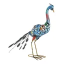 Metalldeko-Pfau Clyde mit LED - solarbetrieben