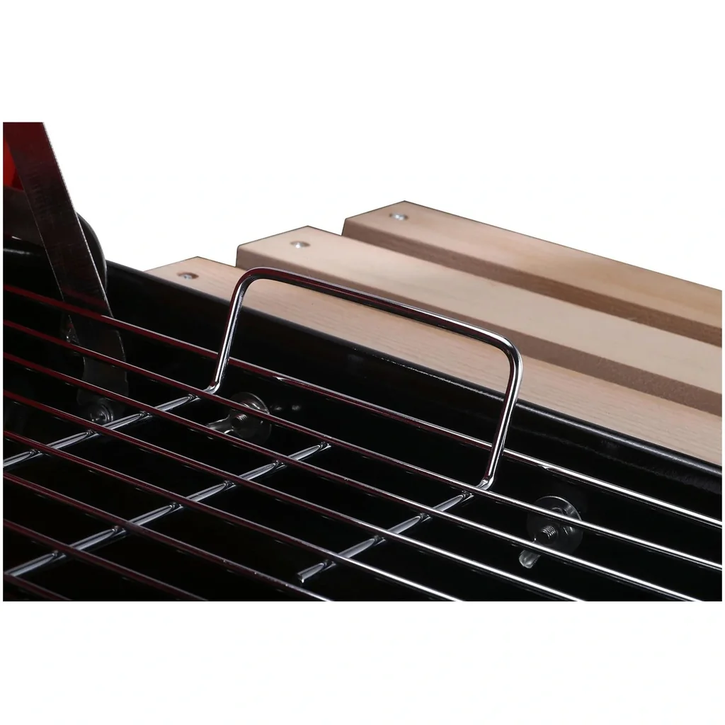 Kohlegrill Standgrill Grillwagen mit Windschutz 3 x Ablagefach Metall Rot 98 x 49 x 81 cm