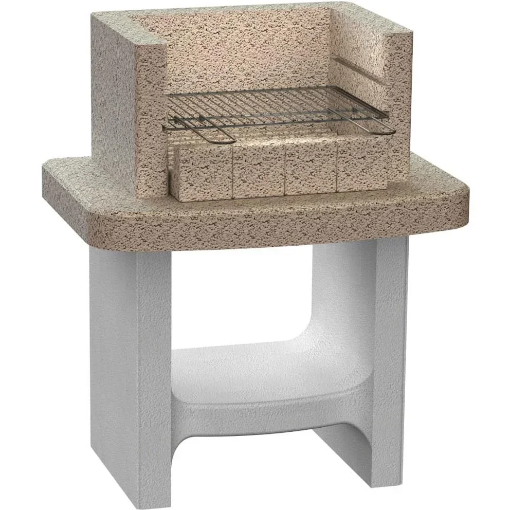 Holzkohlegrill mit Schornstein aus Beton