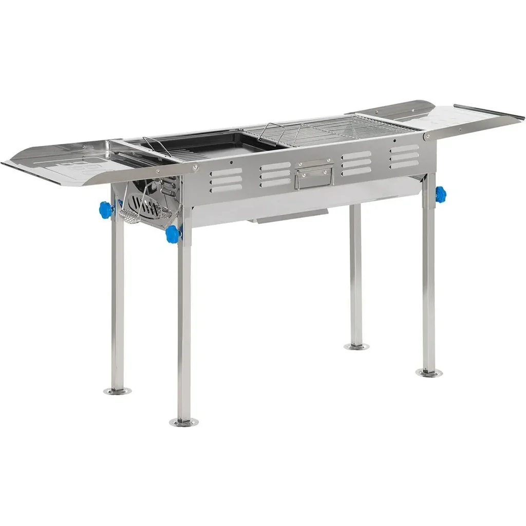 Holzkohlegrill - höhenverstellbar - Stahl - 120 x 31 x 60-70 cm