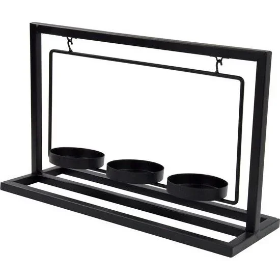 Kerzenständer - Metall - schwarz - 3 Kerzen