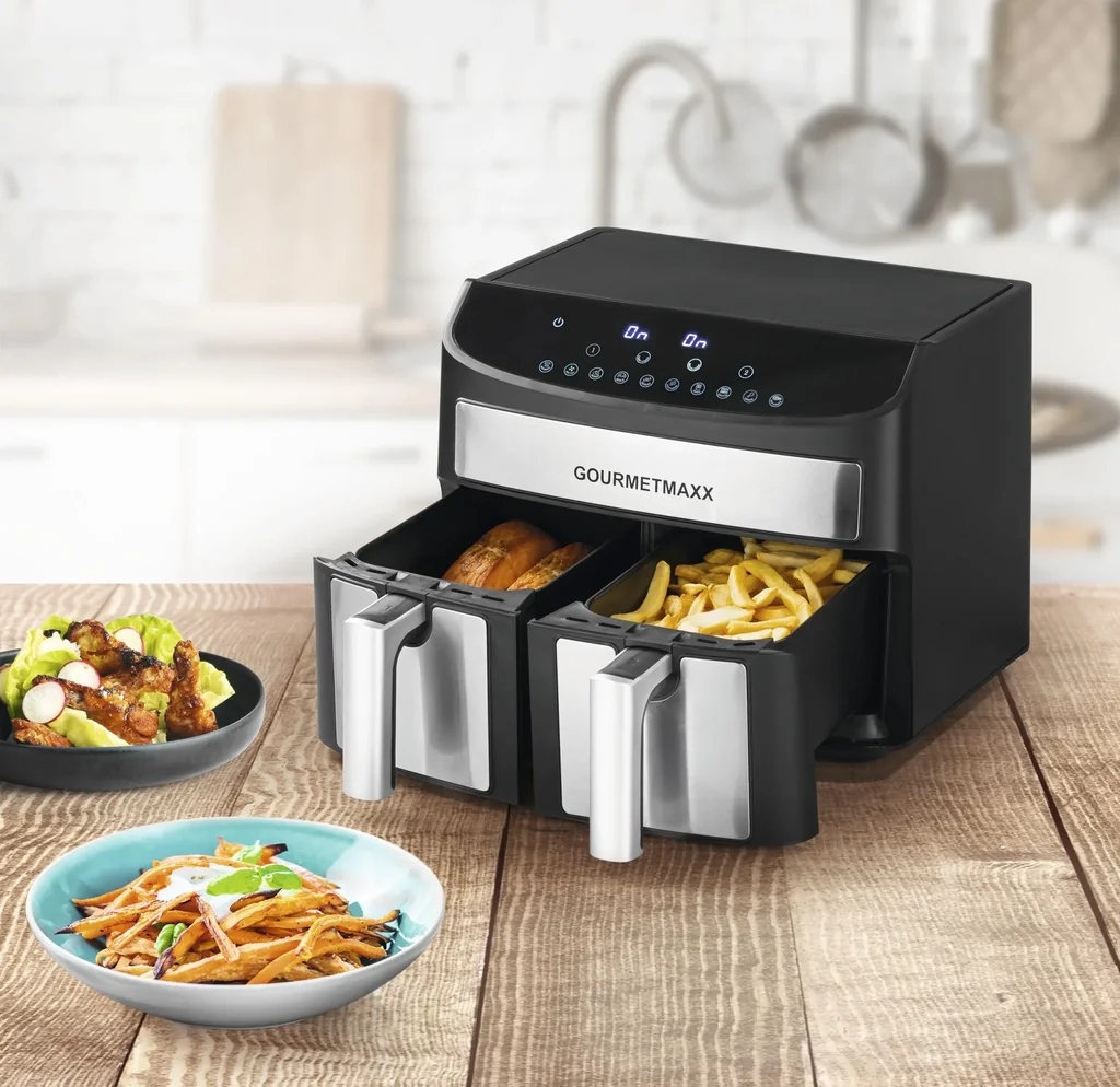 Heißluftfritteuse Doppelkammer 7 l, 2400 W