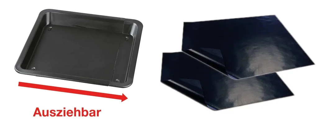 3-tlg. Sparset: Ausziehbares Backblech+2 Stück Dauerbackfolien