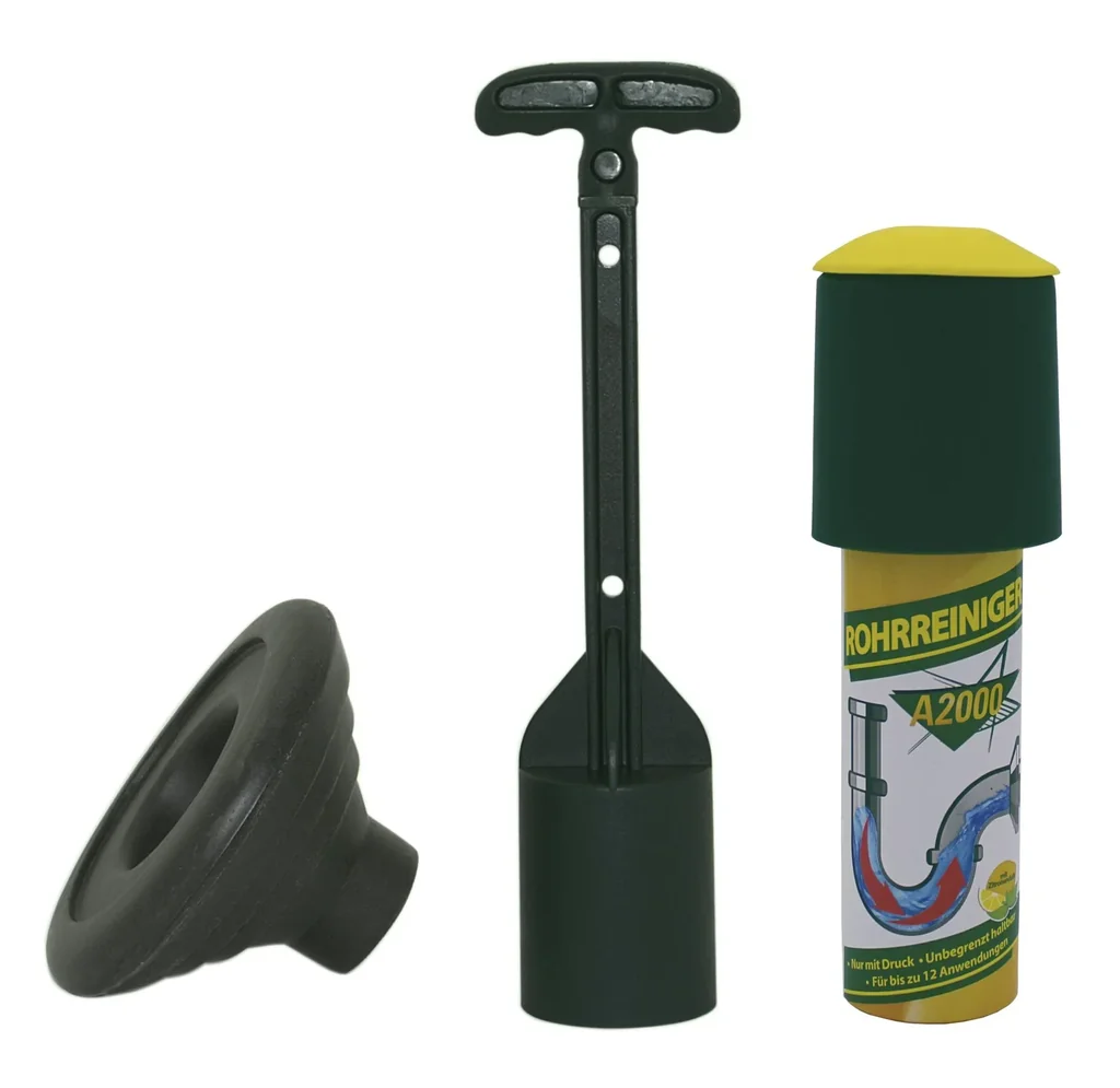Druck-Rohrreiniger Komplett-Set 3-teilig - Sekunden-Abluss-Frei