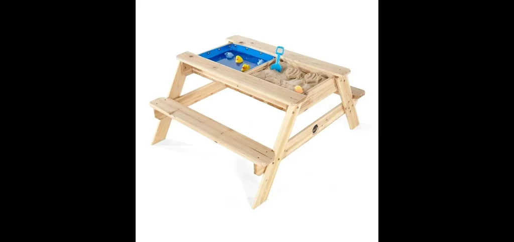 Spiel- und Picknicktisch Surfside, Outdoor-Spieltisch für Kinder aus Holz, Sand-, Wasser- und Picknicktisch, natur