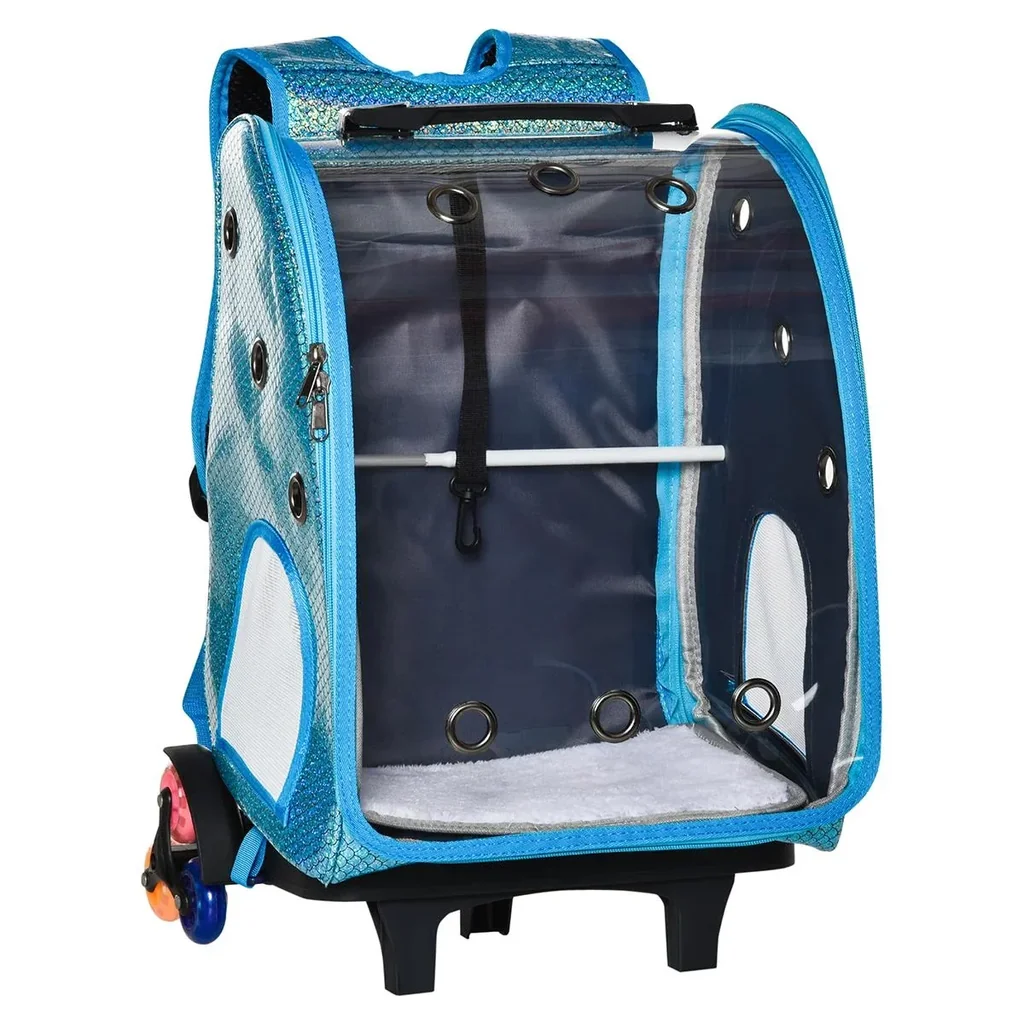 Rucksäcke Trolley für Hund und Katzen 2-in-1 Hundetrolley mit transparentem Fenster Katzentransportbox atmungsaktiv bis