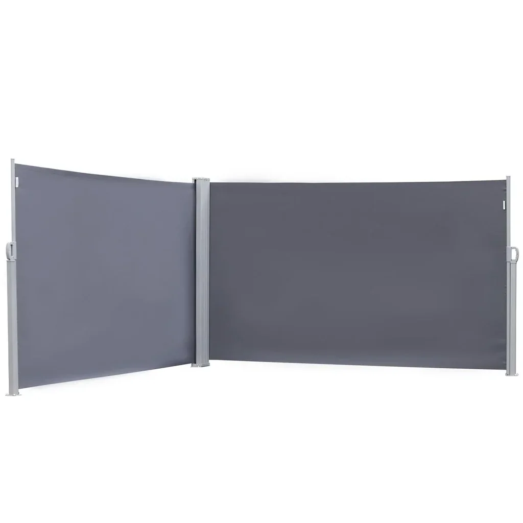Seitenmarkise, Sicht- und Sonnenschutz, Seitenrollo, Polyester, Grau, 6 x 1,8 m