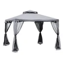 Gartenpavillon Pavillon Gartenzelt Festzelt Partyzelt mit 4 x Seitenwand wetterfest Metall + Polyester Grau 3 x 3 x 2,6