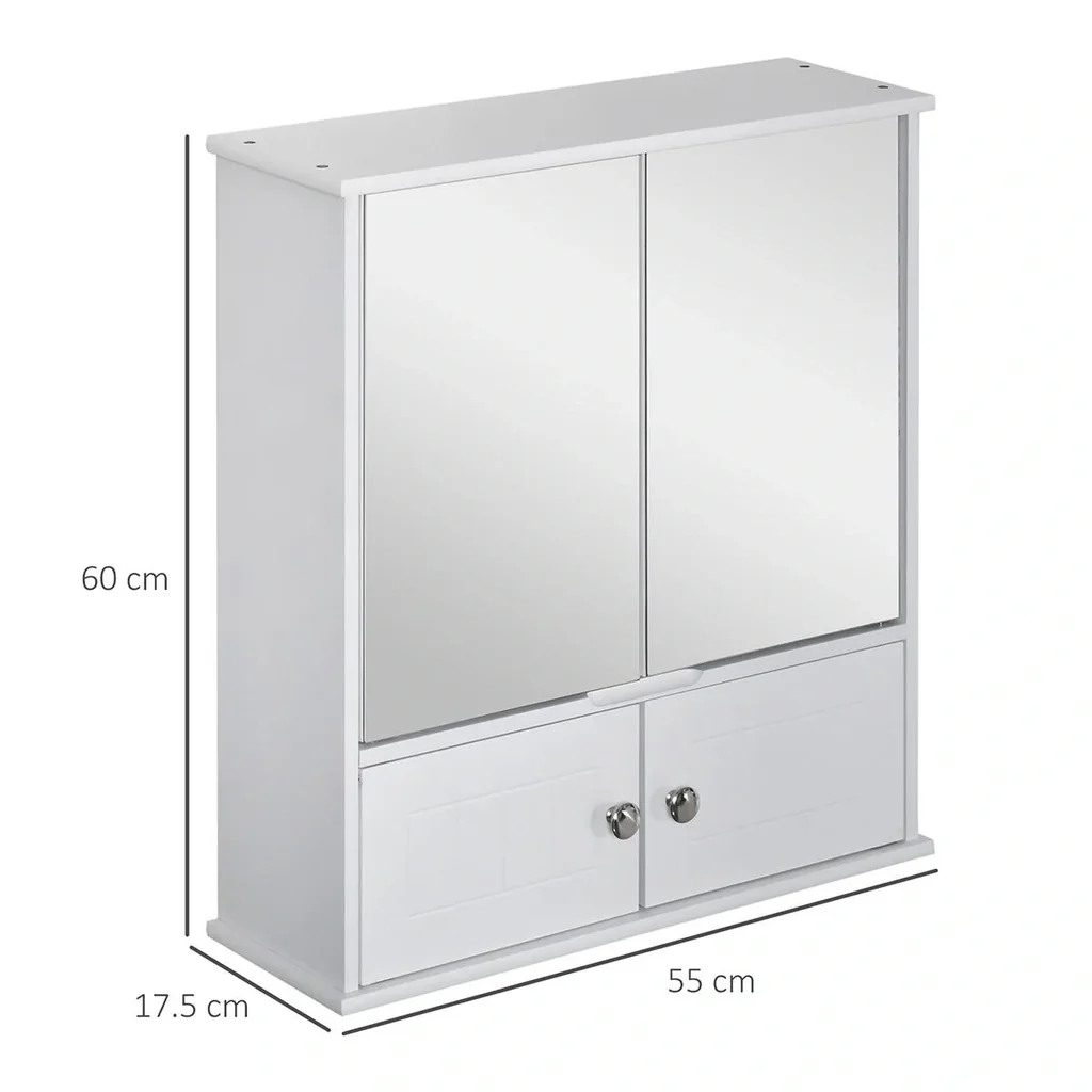 Spiegelschrank Glas MDF 55 cm x 17,5 cm x 60 cm