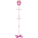 Kindergarderobe aus Holz Kleiderständer mit Prinzessinnen-Motiv Garderobenständer mit 8 Haken, Kinderzimmer Standgardero