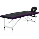 Klappbarer Massagetisch 4 Zonen Aluminium schwarz und lila