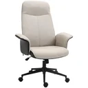Bürostuhl Ergonomischer Drehstuhl mit Wippenfunktion Armlehne höhenverstellbar Kunstleder Beige 72 x 63 x 111-119 cm