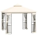 Gartenpavillon mit Doppeldach und Eckbrettern, cremeweiß, 3 x 3 m