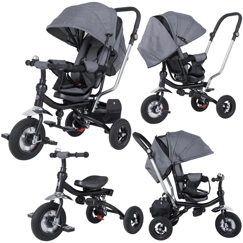 Kinder Multifunktions-Babytrage + 3 in 1 Fahrrad - Trike - Grau
