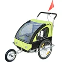 2 in1 Jogger Kinderanhänger Fahrradanhänger Grün-schwarz