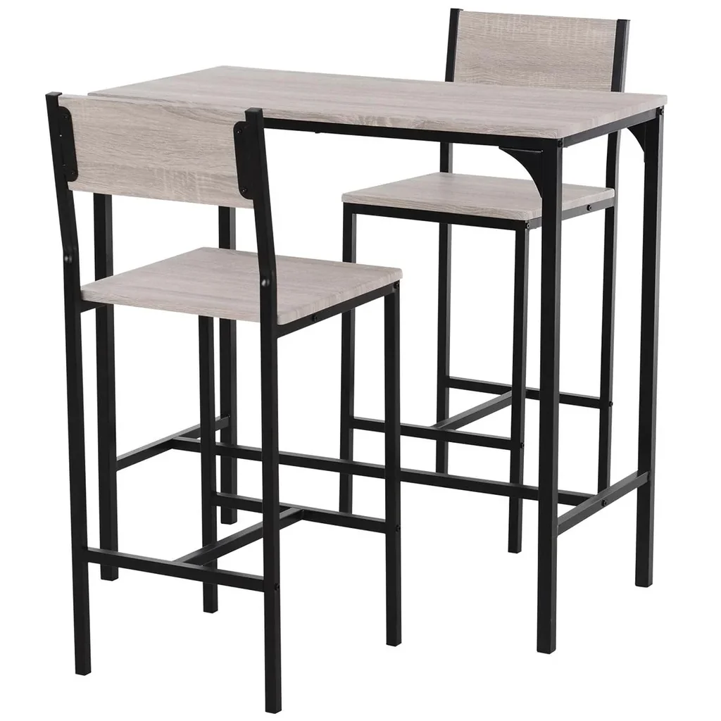 Bartisch mit 2 Stühlen natur/schwarz