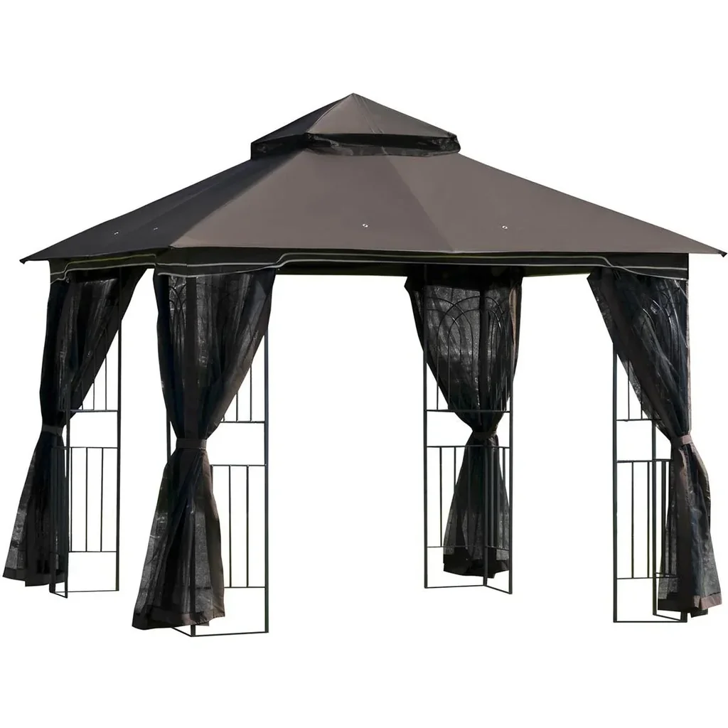 Gartenpavillon - Doppeldach - braun - 3 x 3 m