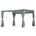 Pergola-Pavillion mit einstellbarem Stoffdach witterungsbeständig wasserabweisend Sonnenschutz Polyester Stahl Grau 3,6
