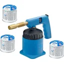 Lötbrenner PZP7000 mit 3 Gaskartuschen, ausgestattet mit Piezozündung und in allen Positionen verwendbar