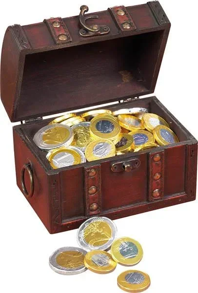 Schatztruhe mit Schoko Münzen, Inhalt 150 g