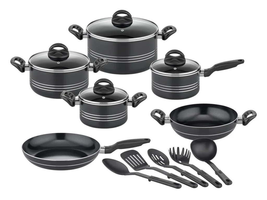 Kochtopf-Set "Milano Nero", Aluminium, 15-teilig