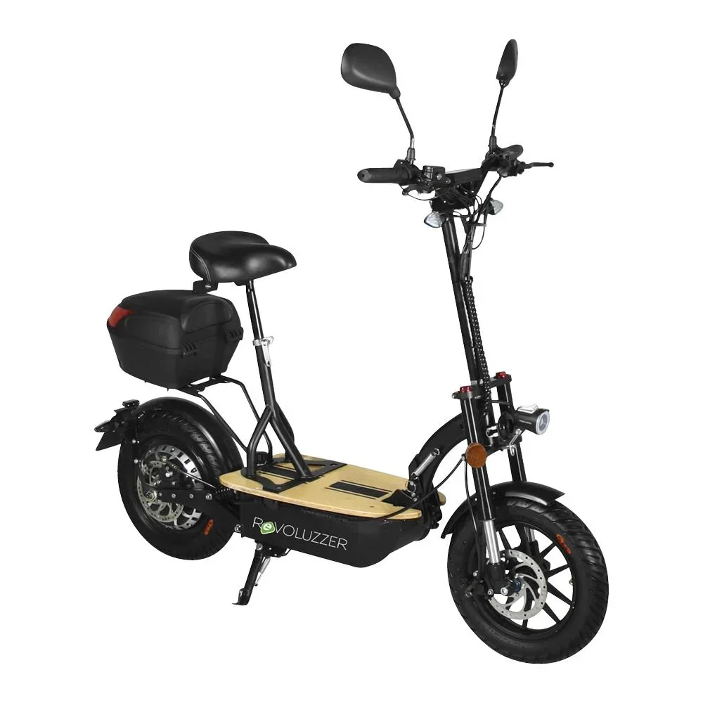 E-Scooter "Revoluzzer" Safety Plus 45 km/h inklusive Blinkanlage, Gepäck-Case und Lithium-Akku schwarz