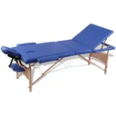 Klappbare Massageliege 3 Zonen mit Holzrahmen (blau)