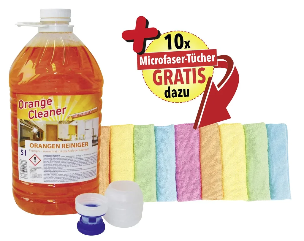 Orangenreiniger Konzentrat 5L + GRATIS dazu 10 Reinigungstücher