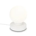 PULU Tischleuchte, Metallsockel weiß, Opal Glas, Kabelschalter, E14 Fassung
