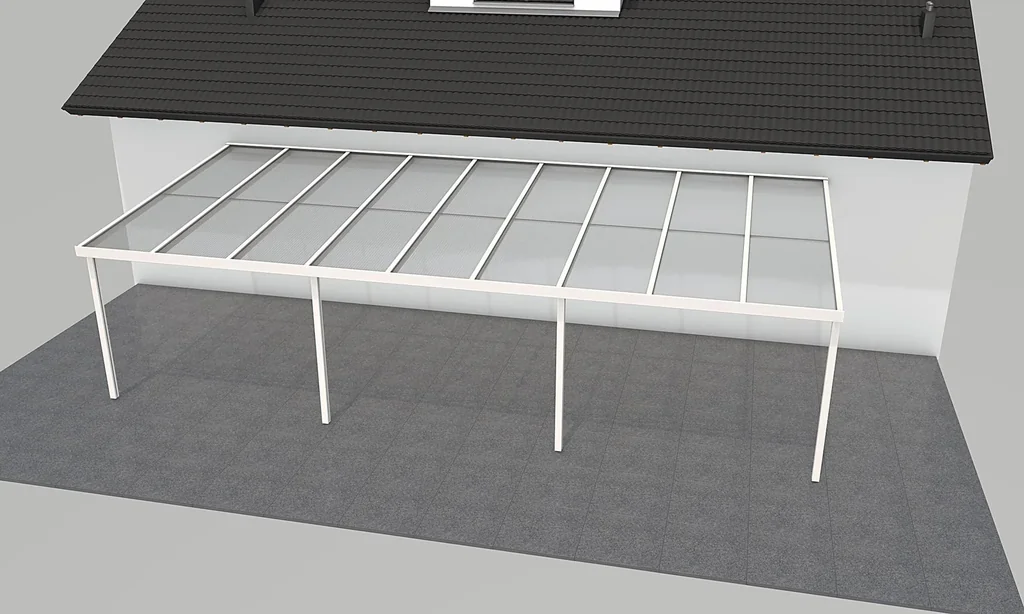 Terrassendach Premium, weiß, 9135 x 4060 mm - Polycarbonat Stegplatten 16 mm, bronze