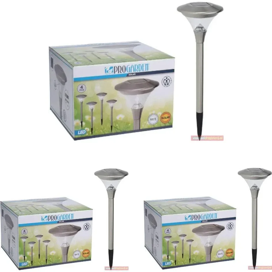3x Progarden Solar-Gartenleuchte 4er-Set - 47cm (Schaltet sich automatisch ein)
