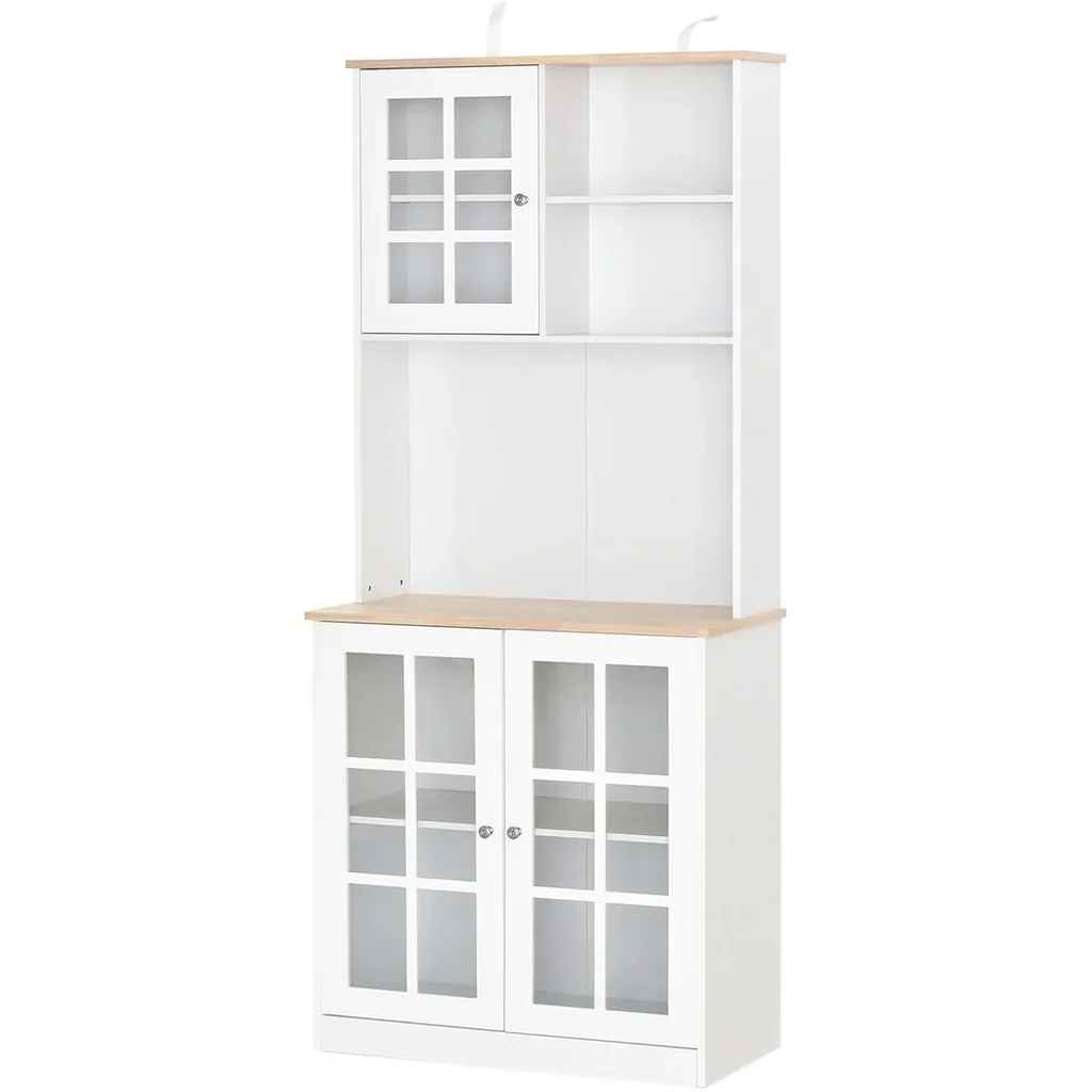 Hoher Schrank mit Glastüren, weiß