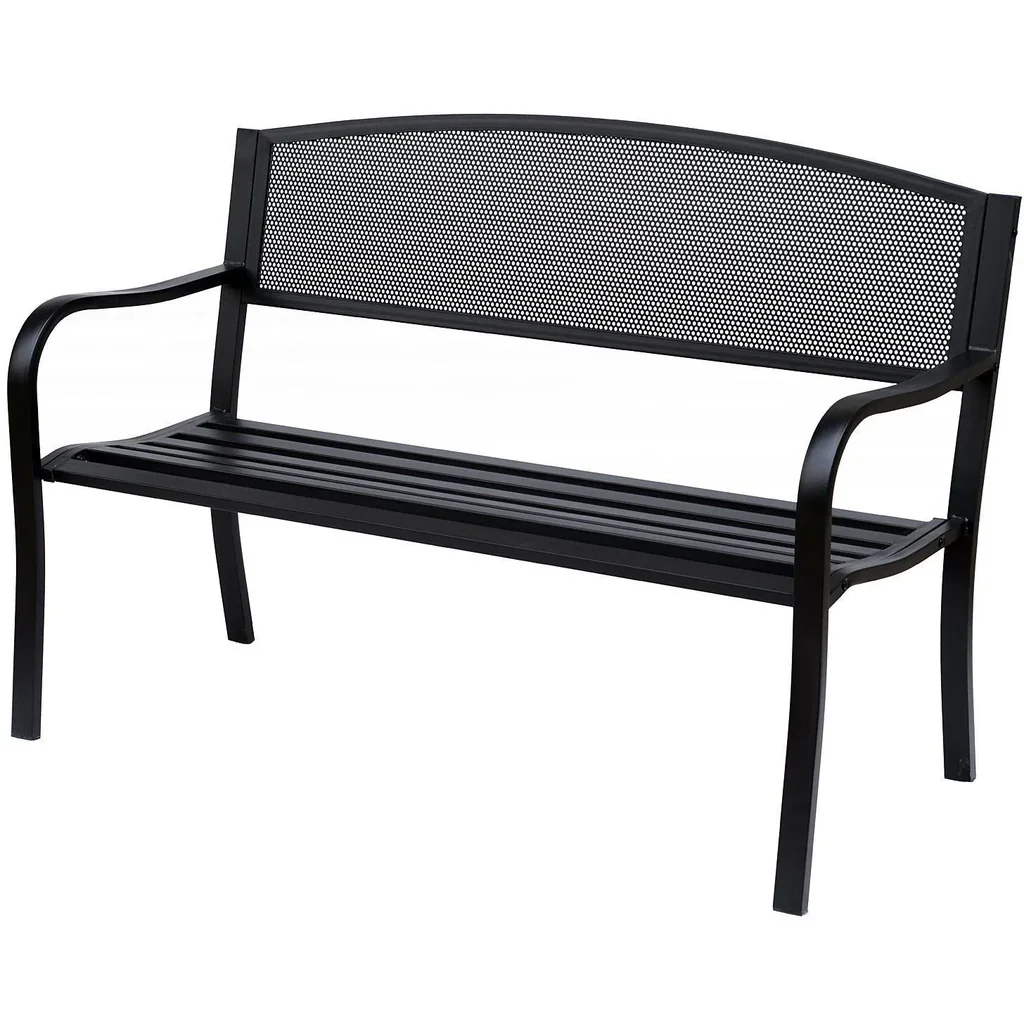 Gartenbank Sitzbank 2-Sitzer Stahl Schwarz